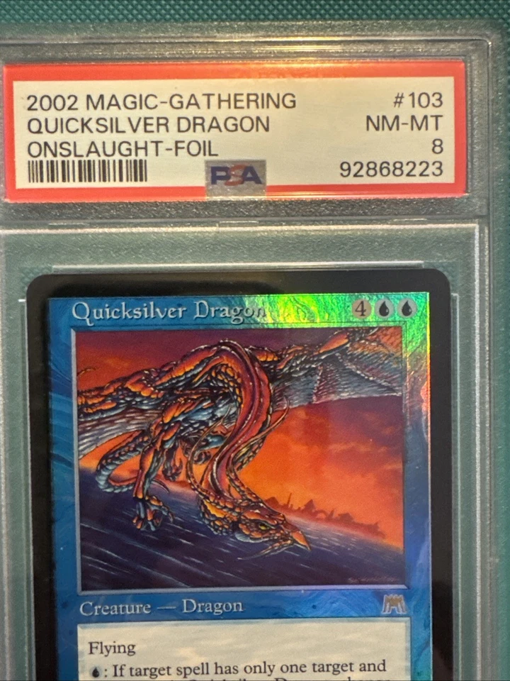 PSA 8 Quicksilver Dragon Onslaught Foil MtG Vintage Graded - Image 3 of 4