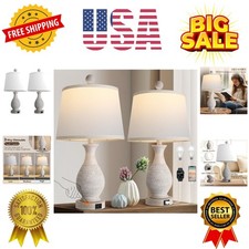 Traditional Table Lamps Set of 2, Bedside Touch Lamp with USB C A Charging Po...