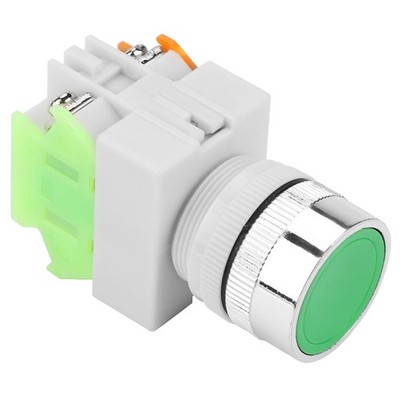 Auto Reset Flat Head Green Push Button Momentary Switch 22mm Mount LAY37 - CU