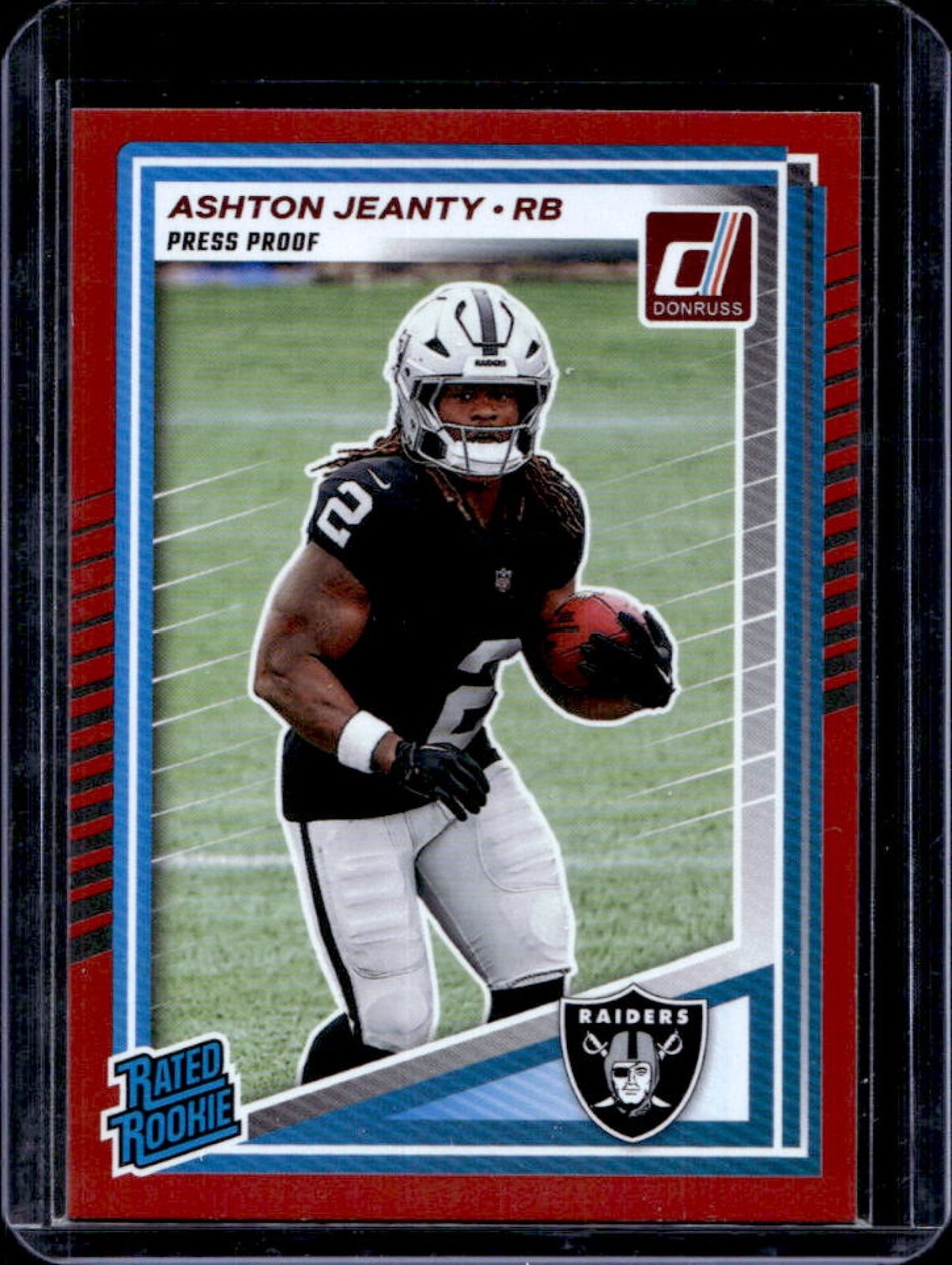 2025 Donruss Ashton Jeanty Rated Rookie Press Proof Red RC #305 Raiders