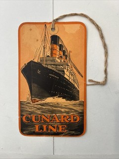 Vintage Cunard Line Steamship Ocean Liner RMS Mauretania Large Luggage Tag