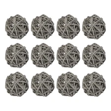12 Pcs Wicker Rattan Balls 1.2In for Vase Fillers Party Decorative Grey