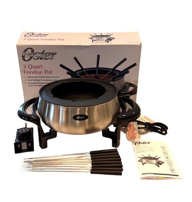 Oster 3 Quart Stainless Steel Fondue Pot With Adjustable Temperature & 8 Forks