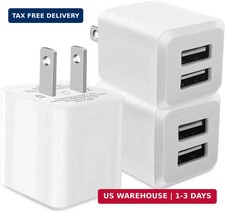 USB Wall Charger, Dual Port Cube Power Adapter Charger Plug Block Charging Box,