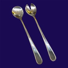 Vintage Silver Plate Salad Servers BRAMA | Elegant EP on Zinc | England | 24.2cm