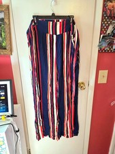 Women's Guess Wide Leg Pants XL Blue Red Striped