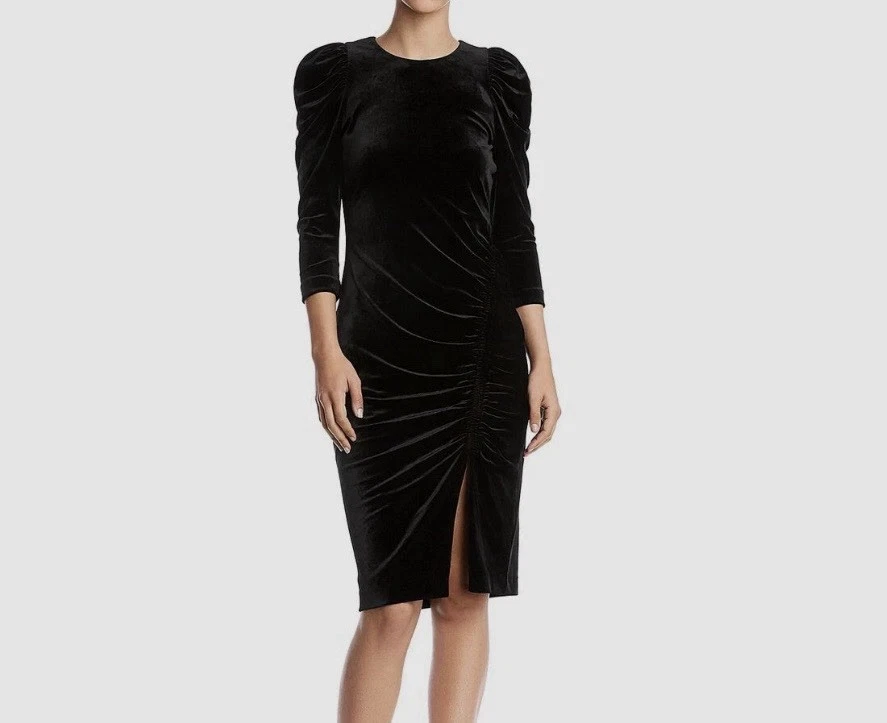 knee length dresses for ladies Yellow The Label  Bailey Long Sleeve Dress Charcoal XXXL