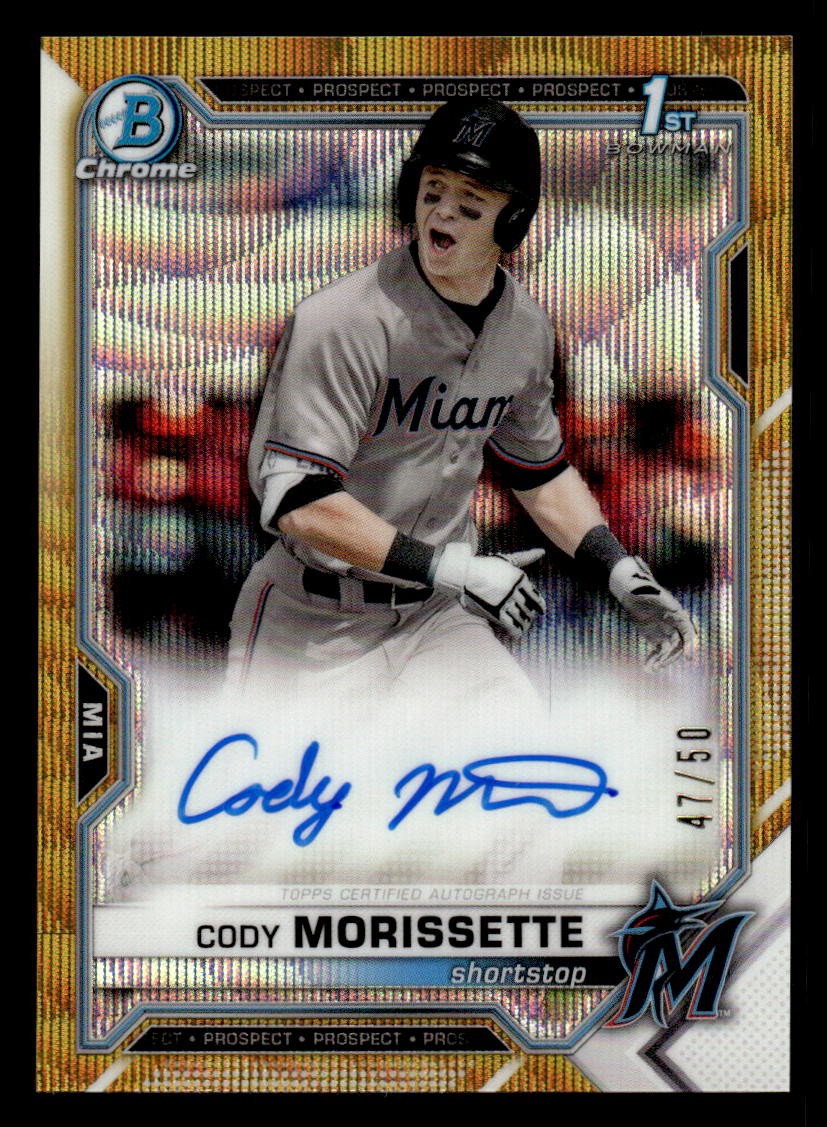 Cody Morissette 2021 Bowman Draft #CDA-CMO Chrome Draft Pick Auto Gold Wave #/50