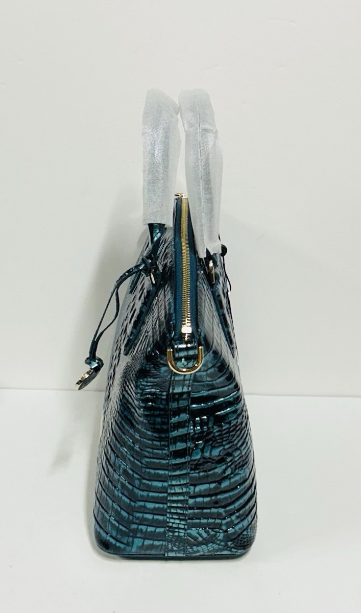 NEW BRAHMIN BLUE PATINA MEDIUM DUXBURY SATCHEL & VERONICA WALLET