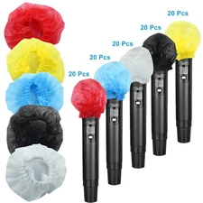 Waziaqoc 100 Pcs Disposable Microphone Hygiene Covers, Non-woven Handheld Mic...