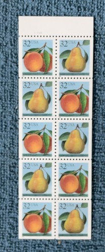 Scott 2488a, 32c Peach & Pear, Never Folded Booklet Pane, Plate #11111, MNH - Picture 1 of 1