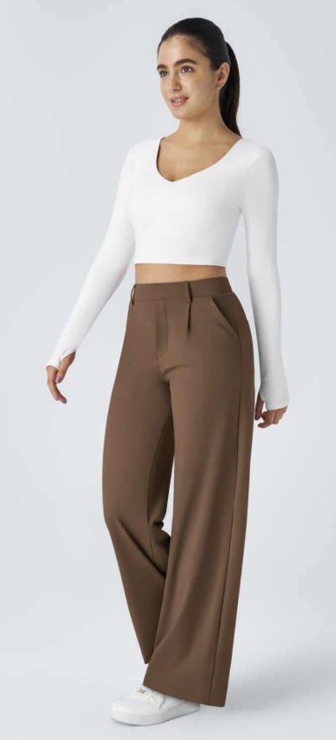 Halara Flex DayStretch High Waisted Pocket Straight Leg Work Pants (petite) Sz.L