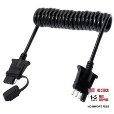 7.5ft 4 Pin Flat Trailer Wire Extension, Coiled Cable - 4 Way Vehicle