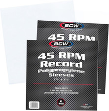BCW 45 RPM Record Sleeves - 200 Count  Fits Standard 7 Inch Single 45S  Snug-F