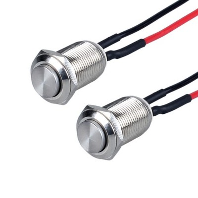 2 Pack 12mm Latching Metal Waterproof Push Button Switch Raised Head 1/2 Inch