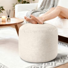 Pouf Ottoman Foot Rest, Comfortable  Soft, Round Footstool for Living Room, ...