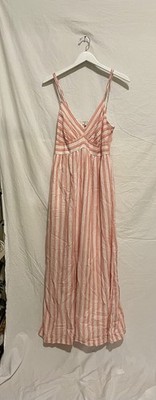 AMERICAN EAGLE Plunge Wide-Leg Jumpsuit Women's Size US L Coral NWT Orig. $59.99