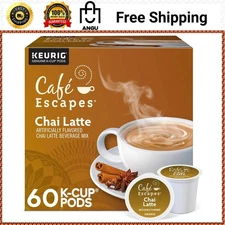 Café Escapes Chai Latte K-Cup Pods 60ct Single Serve Coffee for Keurig