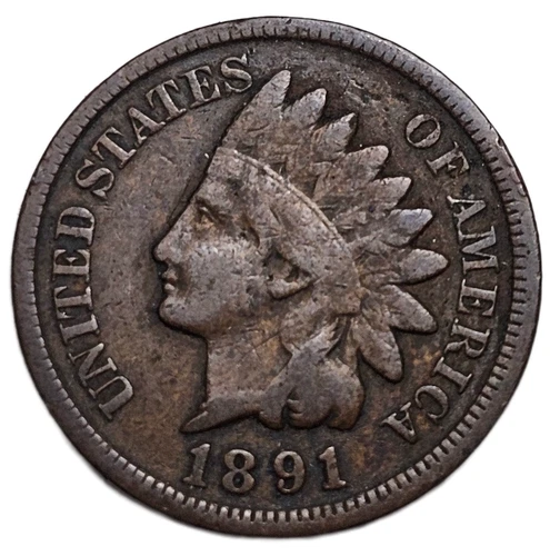 1891 INDIAN CENT VERY GOOD, BN FREE USA SHIPPING