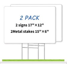 Blank Yard Signs with Stakes, Custom Yard Sale Sign 17x12 Inch 2 Pack Corruga...
