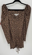 Pretty Little Things Womens Leopard Print Puff Sleeve Ruched Mini Dress