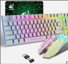 Ziyou Lang T87 2.4GHz Rechargeable Wireless Keyboard and Mouse Set -White