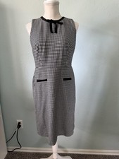 Women’s TALBOTS Houndstooth Dress Career Wear Office Black White Size 4 EUC
