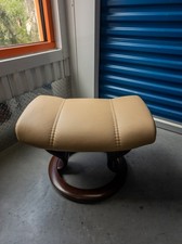 Ekornes Stressless Batick Latte Colored Leather Ottoman | Tilt Function