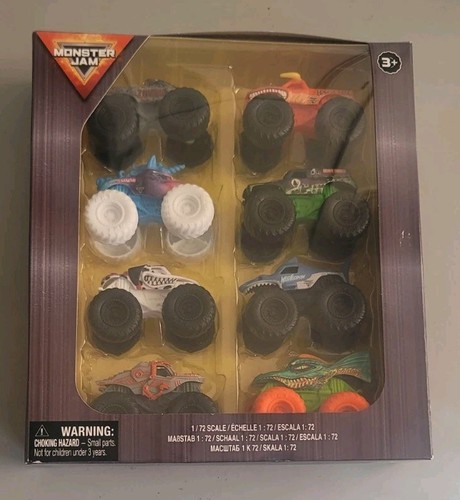 Monster Jam 1:72 8 Pack Zombie El Toro Loco Sparkle Smash Thunderroarus Dragon