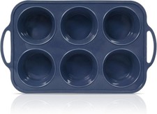 New Jumbo Silicone Muffin Pan with Metal Frame Non Stick Cupcake Handles 6 Cup