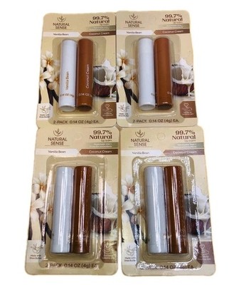4 ~ Twin Packs  Moisturizing Lip Balm Coconut CREAM & VANILLA BEAN 8 Total