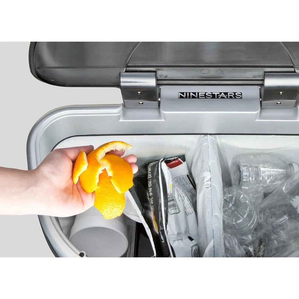 NINESTARS 18 Gallon Dual Compartment Motion Sensor Trash Can DZT-70-11R Silver