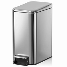 Small Bathroom Trash Can w/Lid Soft Close, 6 Liter/1.6 Gallon Stainless Steel...