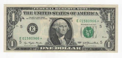 1977 E Series Virgina #E01580966* Star Note $1 One Dollar Bill - Very Crisp Bill - 第 1/2 張圖片