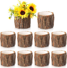 Rustic 9-Pc Wooden Vase Set for Wedding Centerpieces Home Decor