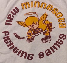 WHA "2nd New Red logo Minnesota Fighting Saints hockey shirt 1976-77-1 year only
