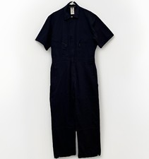 Berne Mens Zip Coveralls Size L Navy Blue Short Sleeve Workwear Mechanic Unlined