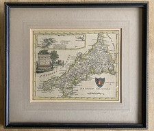 A Framed Antique Map of Cornwall c.1748