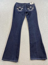 True Religion Jeans Womens 27 Dark Wash Low Rise Bootcut Made USA Flap Pockets