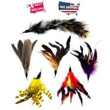 Cat Feather Toy Refill 6pcs Assorted Attachments Compatible with Wand Teasers