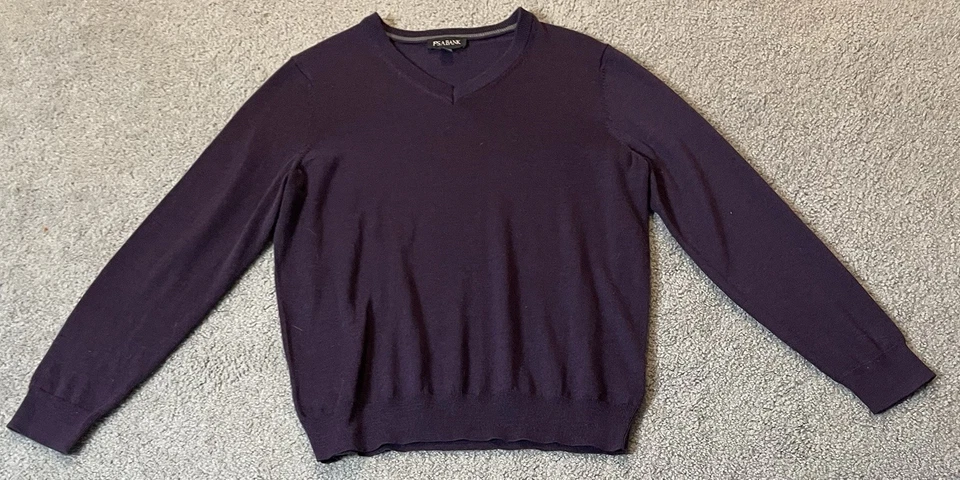 Suéter de Lana Merino Jos A Bank Para Hombre Talla L Pullover Púrpura Cuello en V Clásico Lujo Foto 4 de 4