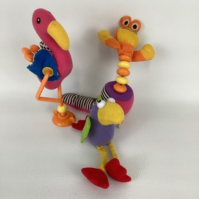 Vintage Tiny Love Plush Baby Toy Lot Playmat Snaps Rattle ActiviTot Flamingo 
