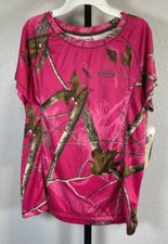 NWT Realtree Womens Pink Camo Short Sleeve Crew Neck T-Shirt Sz L Hunting