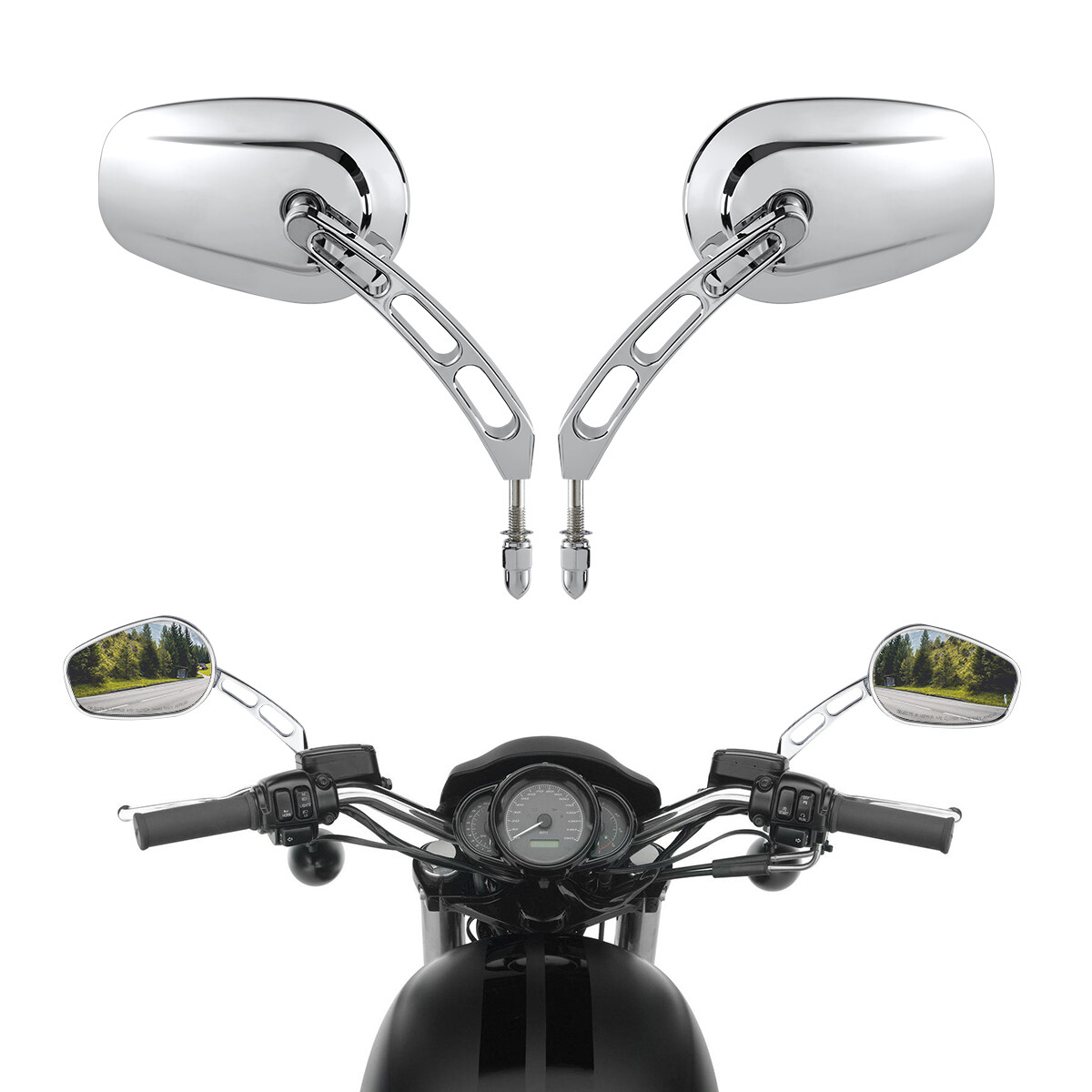 Chrome Rear View Mirrors For Harley Touring Road Electra Street