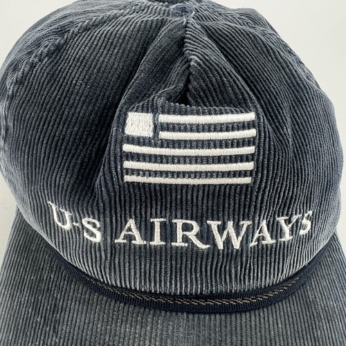 Vintage US Airways Hat Cap Snapback Gray Corduroy Planes American Airlines USA - Picture 3 of 16