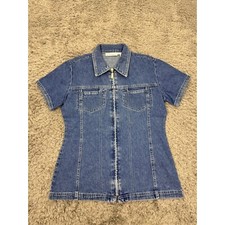 Vtg Standard Blues Denim Jacket Womans Small Full Zip Western Shacket 90s Y2k