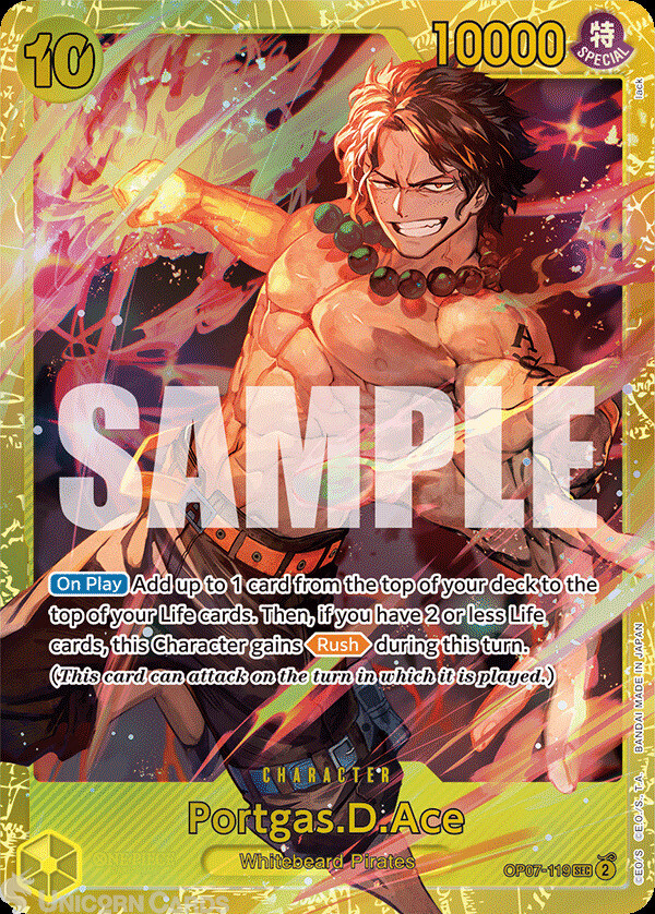 OP07-119 Portgas.D.Ace : Secret Rare Foil English One Piece TCG Card : OP07: 500