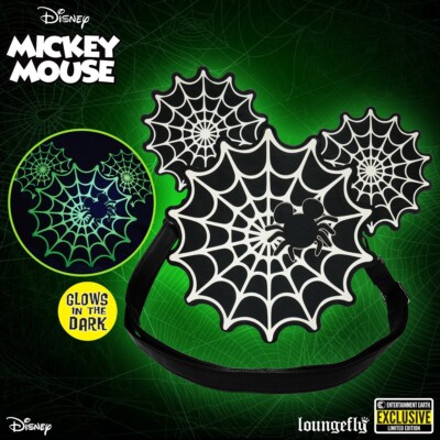 NWT Spiderweb Mickey Loungefly Loungefly Mickey Mouse Spiderweb Mickey GITD Crossbody Purse  main image 2