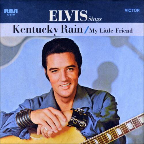 Repro Photo ELVIS PRESLEY Kentucky Rain /My Little Friend 7" Single Size 18x18cm - Afbeelding 1 van 1