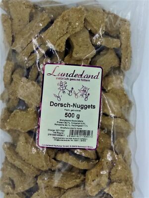 Dorsch Nuggets 500g grob Fisch getrocknet / Lunderland Hund Leckerli Hundefutter